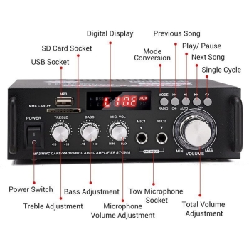 Wzmacniacz HiFi radio pilot 600W BT USB 12V/230V [23010000749]